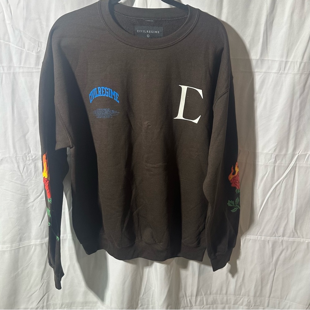 Civil Regime Men’s Brown Sweatshirt with Blue and White Accents